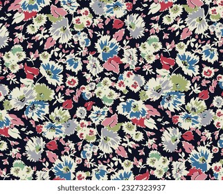 multicolor solid abstract small and big chamomile flower design with bright tone color background, illustration digital vector image for textile or wrapping paper printing factory