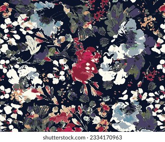 Patrón de flores abstractas multicolor sólido grande y pequeño con tono de color medio, ilustración vectorial diseño imagen digital para fábrica de impresión de papel textil o envolvente