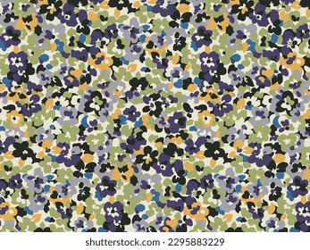 multicolor a solid cartoon small hibiscus flower pattern, full all over vector design with solid background illustration digital image for textile and paper printing factory