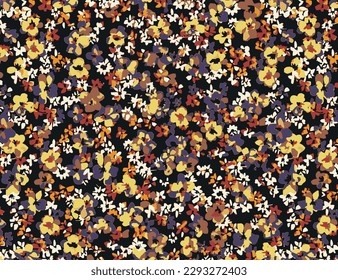 multicolor a solid many kind of cartoon small and tiny flower, all over vector design with solid background illustration digital image for textile printing factory