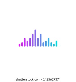 Multicolor sound audio wave object icon vector on white background flat design illustration.