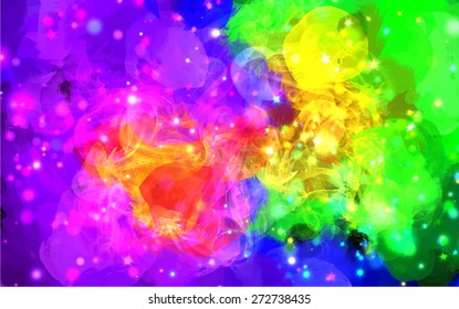 Multicolor sparkles brush strokes background. Vector version