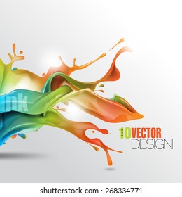 multicolor splash of wet ink paint with shadow eps10 vector background