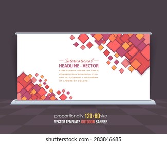 Multicolor Square Elements Business Outdoor Banner Design, Advertising Vector Template 