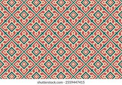 Multicolor square green and red fabric pattern