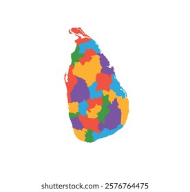 Multicolor Sri Lanka map political regions simple flat vector