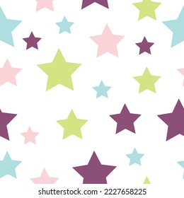 Multicolor star ornament seamless pattern. Vector illustration. Festive Stars Wallpaper.