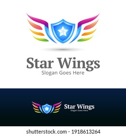 multicolor star wings modern logo concept design