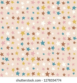 Multicolor stars kids pattern, random pastel colors - Cute kids background. Seamless vector pattern. Colorful childrens wallpapers background or kids fabric design.