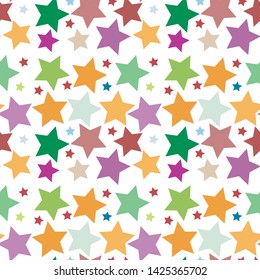 multicolor stars seamless pattern on white background