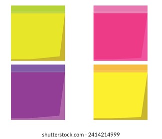 Multicolor Sticky notes.  Different Colored paper stickers set on white background.