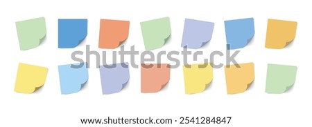Multicolor sticky papers icon set. Sticky note or post it reminder isolated on white background.