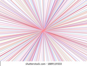 Multicolor straight stripes pattern. Sunburst background.