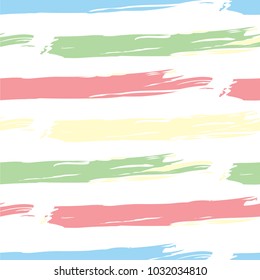 MultiColor Stripe Seamless Brush Paint Pattern with horizontal lines