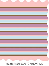 Ilustración de cinta de rayas multicolor con líneas pastel y bordes limpios, ideal para bordes decorativos, scrapbooking, papelería, embalaje, artesanía y proyectos de diseño digital estético.