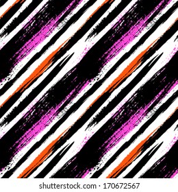 Multicolor striped pattern with diagonal brushed lines. Bold texture for web, print, wallpaper, modern home decor, spring summer fashion fabric, textile, invitation background, wrapping paper