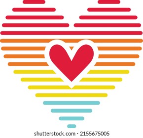 Multicolor stripes heart print design