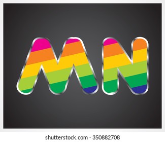 multicolor stripes style alphabet letters isolated on grey background