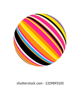 multicolor stripped ball on white