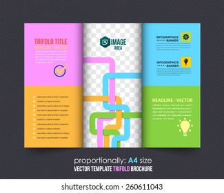 Multicolor Style Business Concept Tri-fold Design and Brochure, Catalog Vector Template 