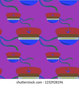 Multicolor summer seamless sailor hat pattern.