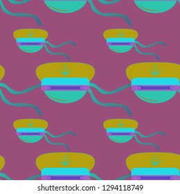 Multicolor summer seamless sailor hat pattern.