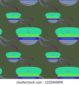 Multicolor summer seamless seaman hat pattern.