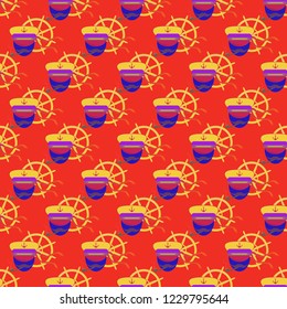Multicolor summer seamless steering wheel sailor pattern.
