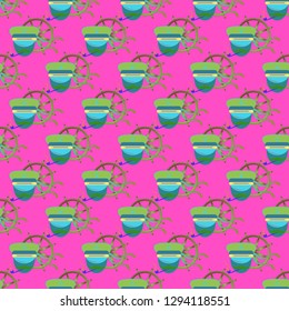 Multicolor summer seamless steering wheel sailor pattern.