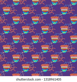 Multicolor summer seamless steering wheel seaman pattern.