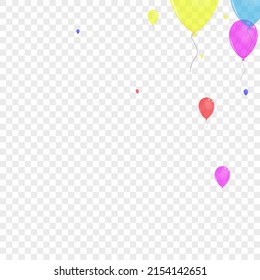 Multicolor Surprise Background Transparent Vector. Confetti Holiday Frame. Colorful Inflatable. Yellow Helium. Ballon Shine Card.