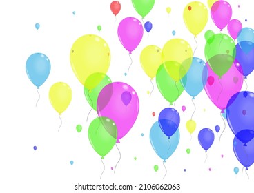 Vector blanco de fondo de sorpresa multicolor. Ilustración Brillante. Rosa Ininflable. Balón verde. Marco de regalo de globo.