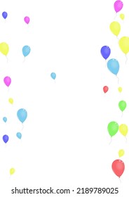 Multicolor Surprise Background White Vector. Helium Wedding Border. Pink Realistic. Green Toy. Confetti Congratulation Design.