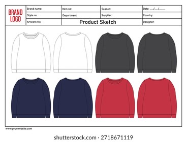 Plantilla de Ilustración vectorial de sudadera multicolor para damas
