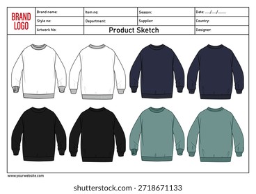 Plantilla de Ilustración vectorial de sudadera multicolor para damas