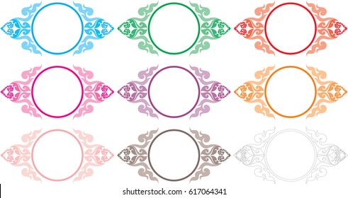 multicolor swirl floral tribal heart with circle frame vector format (logo, symbol, sign) Southeast Asia art style