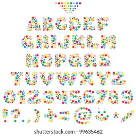 Multicolor text font made with balls
