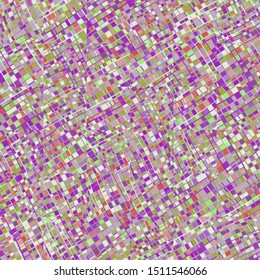 Multicolor texture consisting of small elements with careless diagonal striation. Motley checkered seamless pattern. 6 by 6 cells. Chaos of color.