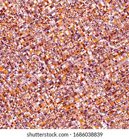 Multicolor texture consisting of small elements with careless diagonal striation. Motley checkered seamless pattern. Chaos of color. 7 by 7 cells.