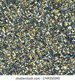 Multicolor texture consisting of small elements with careless diagonal striation. Motley checkered seamless pattern. 6 by 6 cells. Chaos of color.