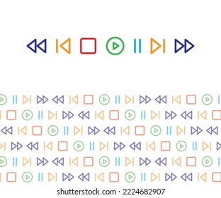 Multicolor Thin Line Vector Play Pause Stop Rewind Minimal Vector Media Logo Icon Music Player Control Menu Buttons