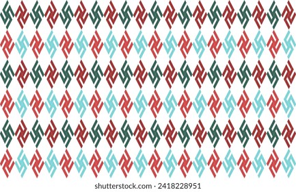 Multicolor  tone red and green diamond checkerboard repeat horizontal strip pattern, replete image design for fabric printing