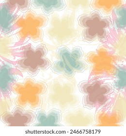 multicolor tone a solid abstract big and small hibiscus flower arrangement Abstract floral seamless pattern. 