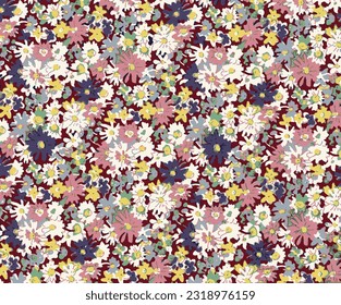 multicolor tone a solid simple small abstract flower mixed pattern with bright tone color, all over vector design illustration digital image for textile or wrapping paper print