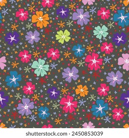 multicolor tone of vector abstract roses flower motif arrangement with medium color, all over vector design with dark green background illustration