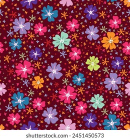 multicolor tone of vector abstract roses flower motif arrangement with medium color, all over vector design with dark green background illustration
