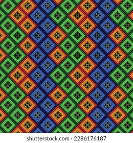 Patrón Multicolor Tradicional Carving Seamless, Fondo Vector Motif de la Tribu Toraja, Diseño de Textura Sulawesi de Indonesia