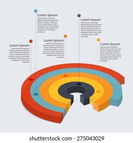 Multicolor transparent glass pie chart with transparency