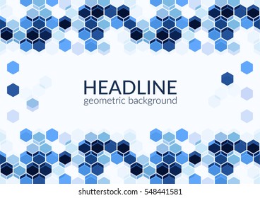 Multicolor trendy horizontal geometric background, Hexagons abstract pattern field with space for your text. Vector illustration.