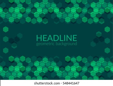 Multicolor trendy horizontal geometric background, Hexagons abstract pattern field with space for your text. Vector illustration.